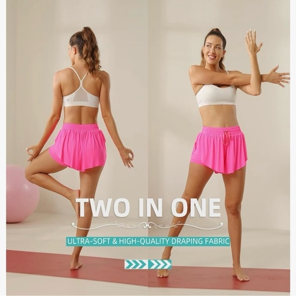 Nexsonic Hot Pink Running Butterfly 2-in-1 Double Layer Quick-Drying Shorts - M - Picture 9 of 10